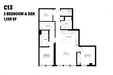 Two Bedroom Den C13 1188 SF - The Ballard Independent